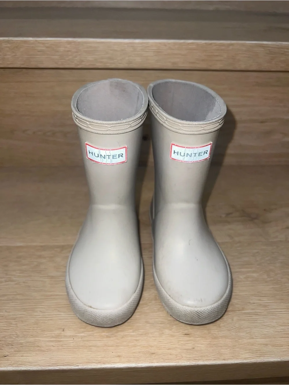 Hunter first classic nebula Kids Light pale gold Rain Boots with Red Logo